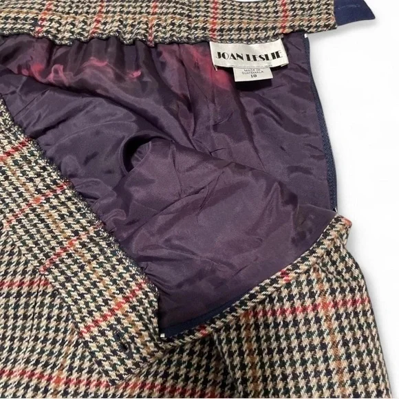 VTG 90s Wool Blend Houndstooth Pencil Skirt Sz 18 Brown Lined Pockets Academia - Picture 5 of 8